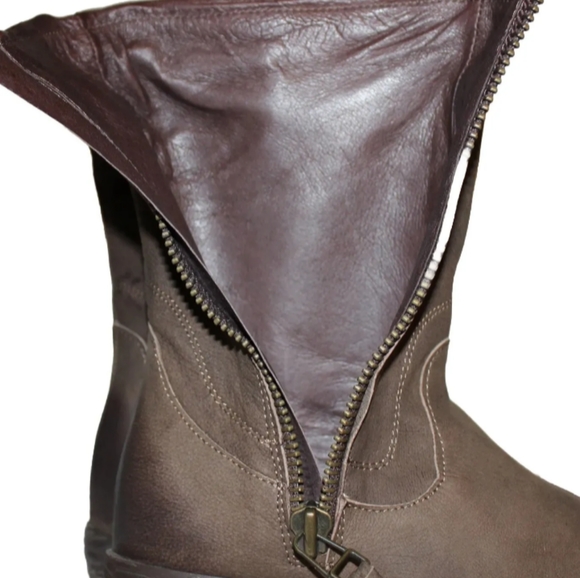 New Steven Steve Madden Madeira Premium Leather Moto Zip Mid Boots 7 US Women's - Picture 6 of 7